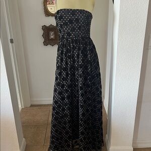 Stunning Hutch Velvet Black Polka Dot Strapless Dress